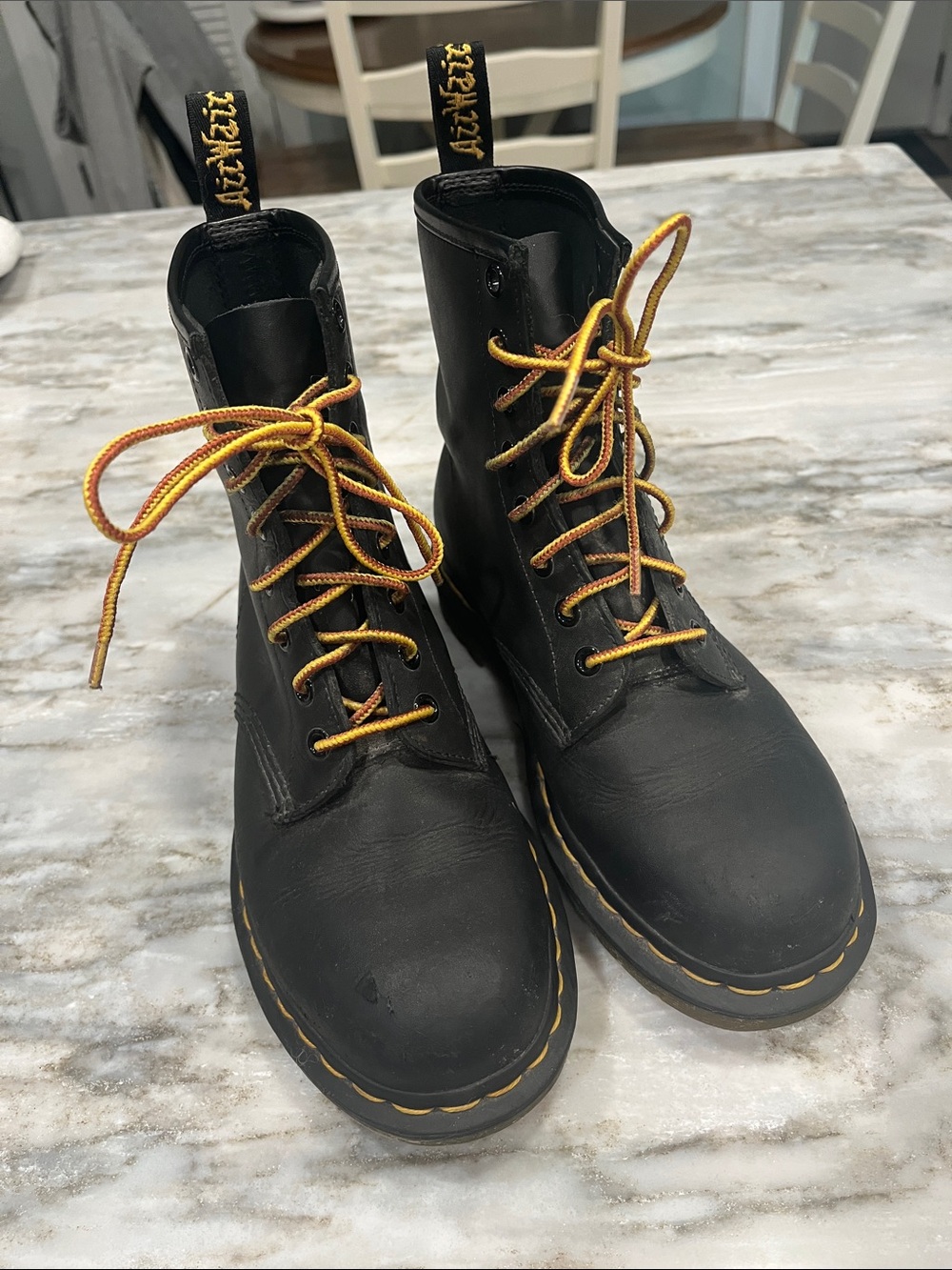 Dr. Martens Black Leather Combat Boots Size 6 women